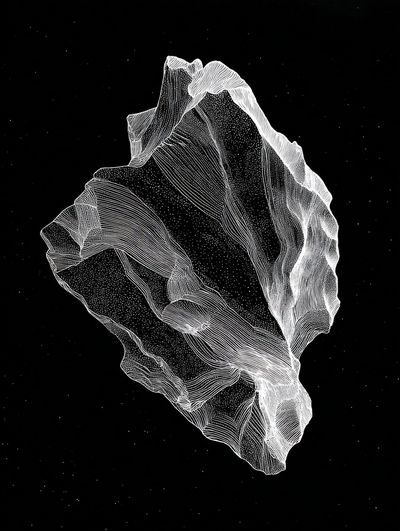 Abstract Cosmic Rock — Line-Art Print. poster