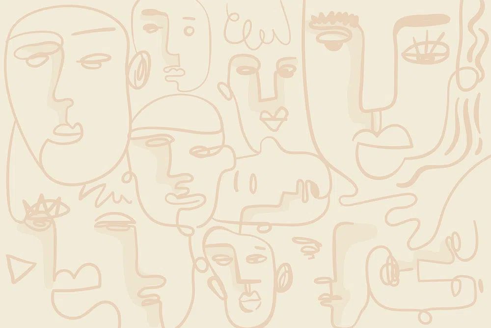 Abstract Faces Line Art Poster. poster detail