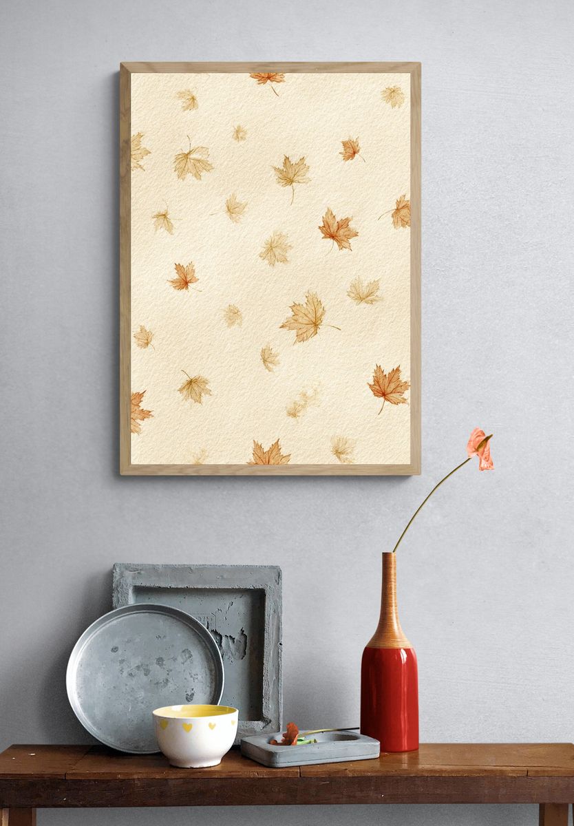 Autumn Leaves Watercolor Print. — room view 3