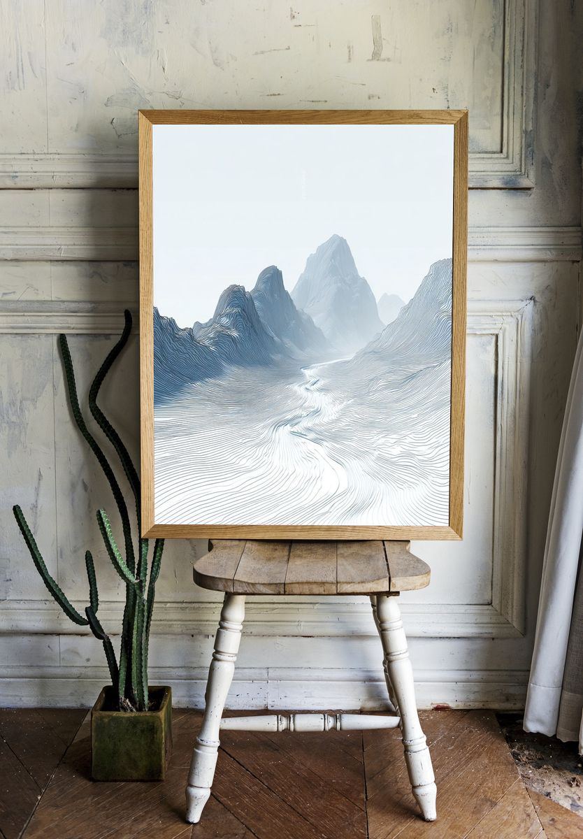 Abstract Mountain Landscape — Minimalist Print room preview