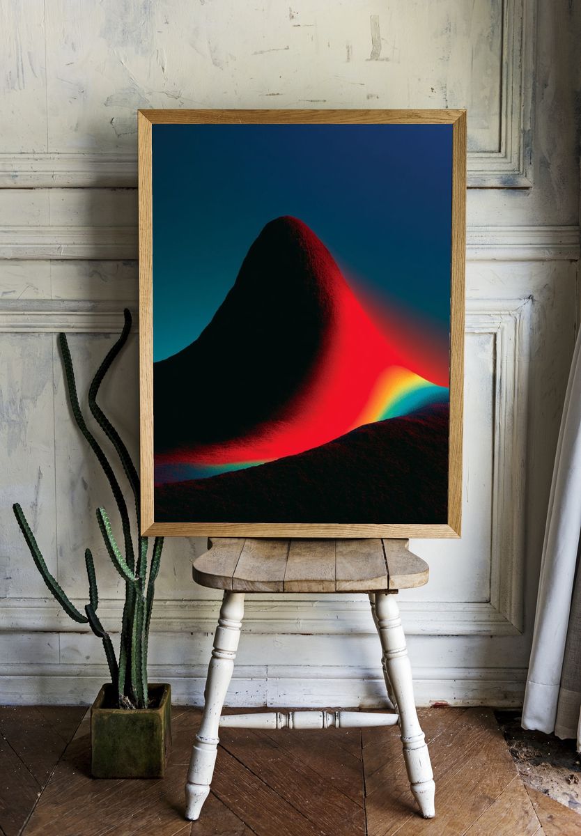 Neon Mountain Glow Abstract Poster. — room view 1