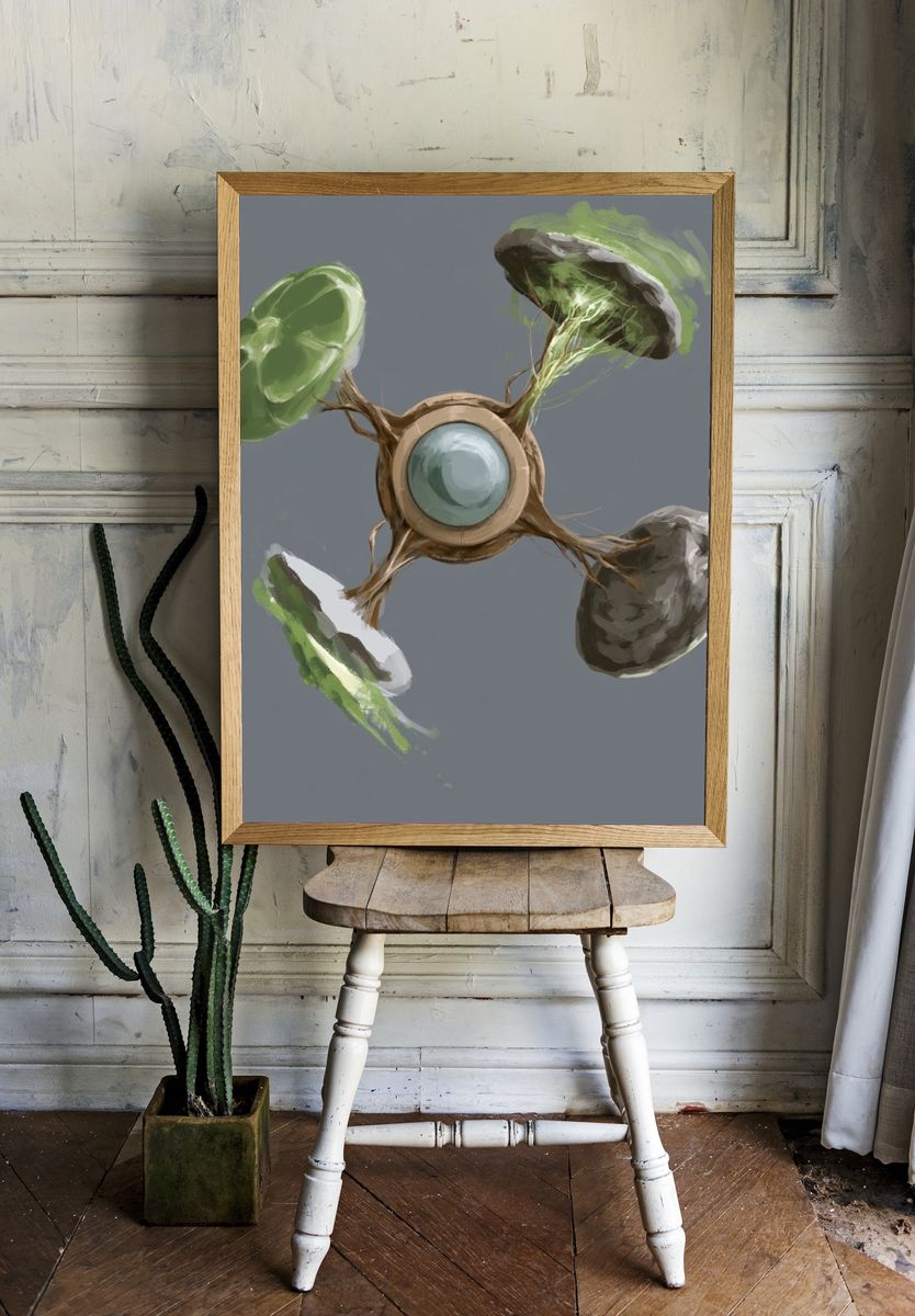 Abstract Orbital Mushroom Print. room preview