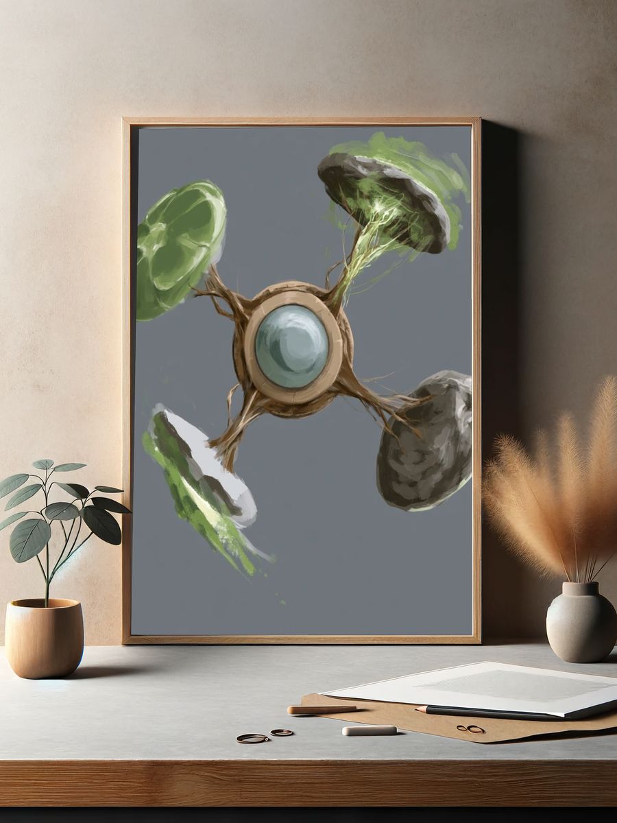Abstract Orbital Mushroom Print. — room view 2