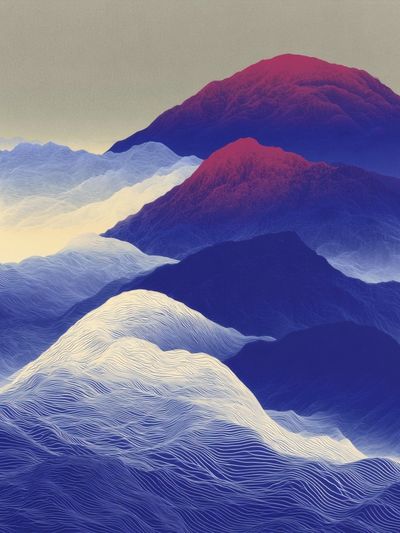 Dreamlike Mountain Waves Abstract Print. poster