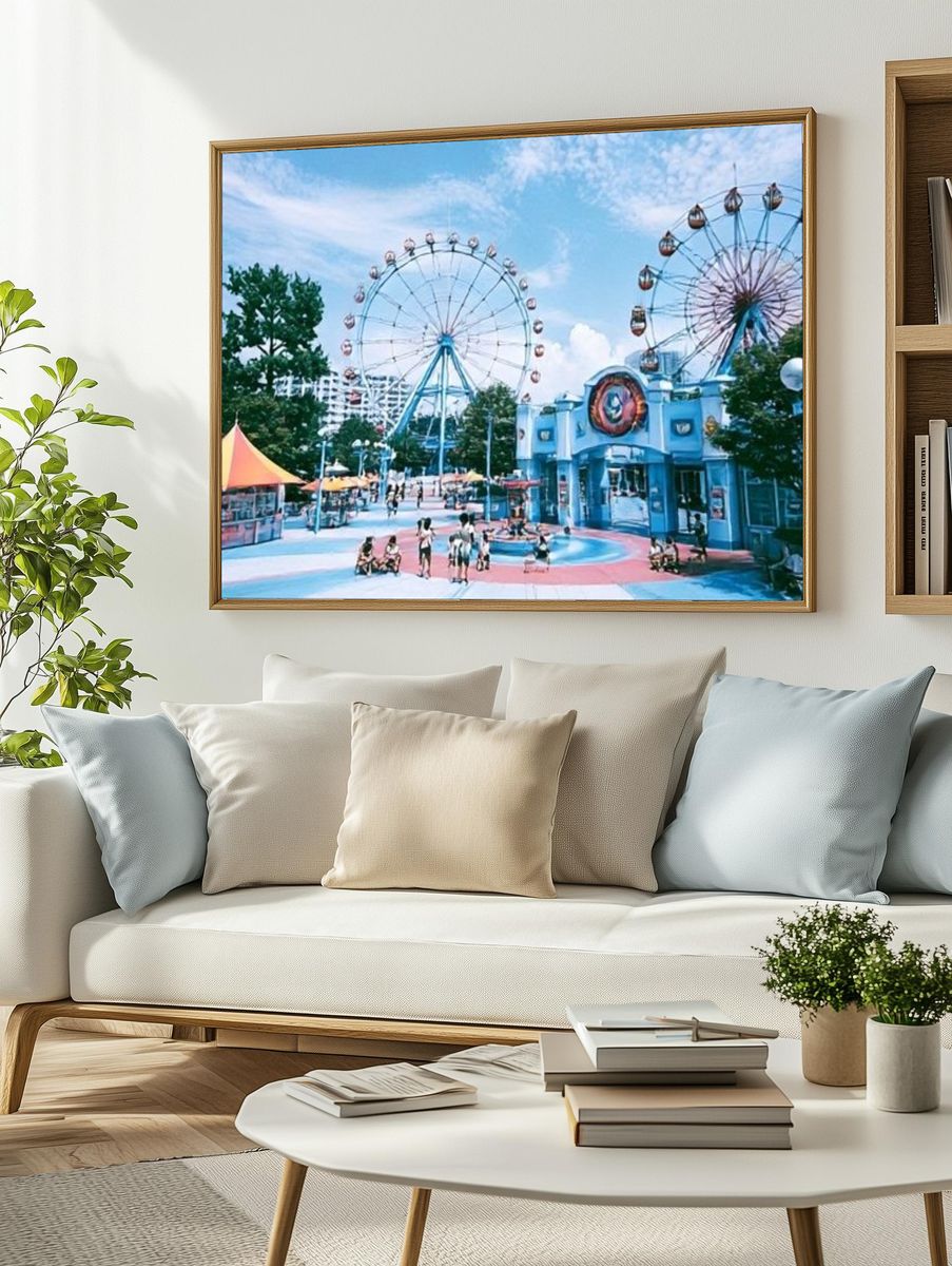 Amusement Park Ferris Wheels Photography Poster. — room view 2