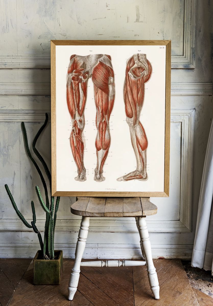 antique illustration muscles legs feet. — room view 1