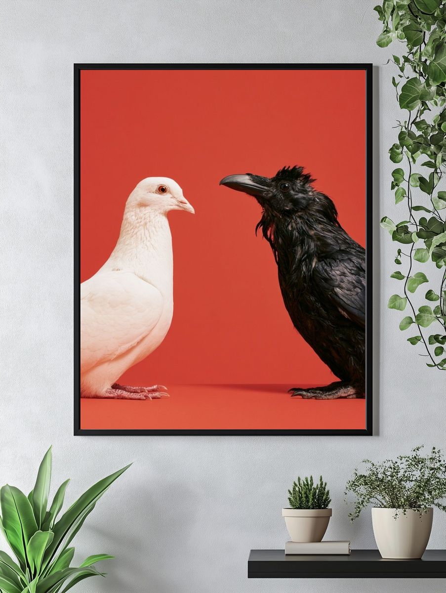 White Dove and Raven Photography Poster. — room view 4