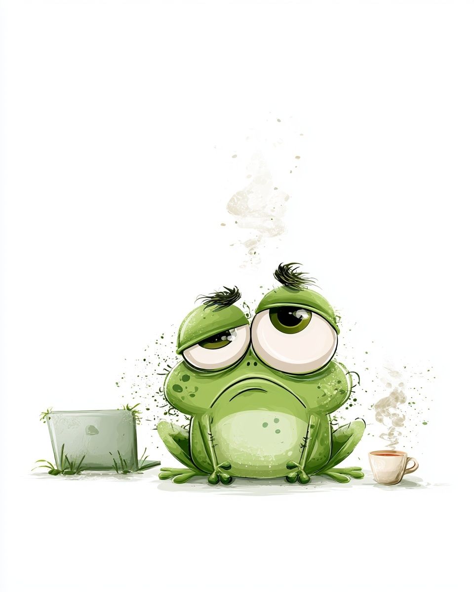 Sad Frog Cartoon Poster. poster — animals art