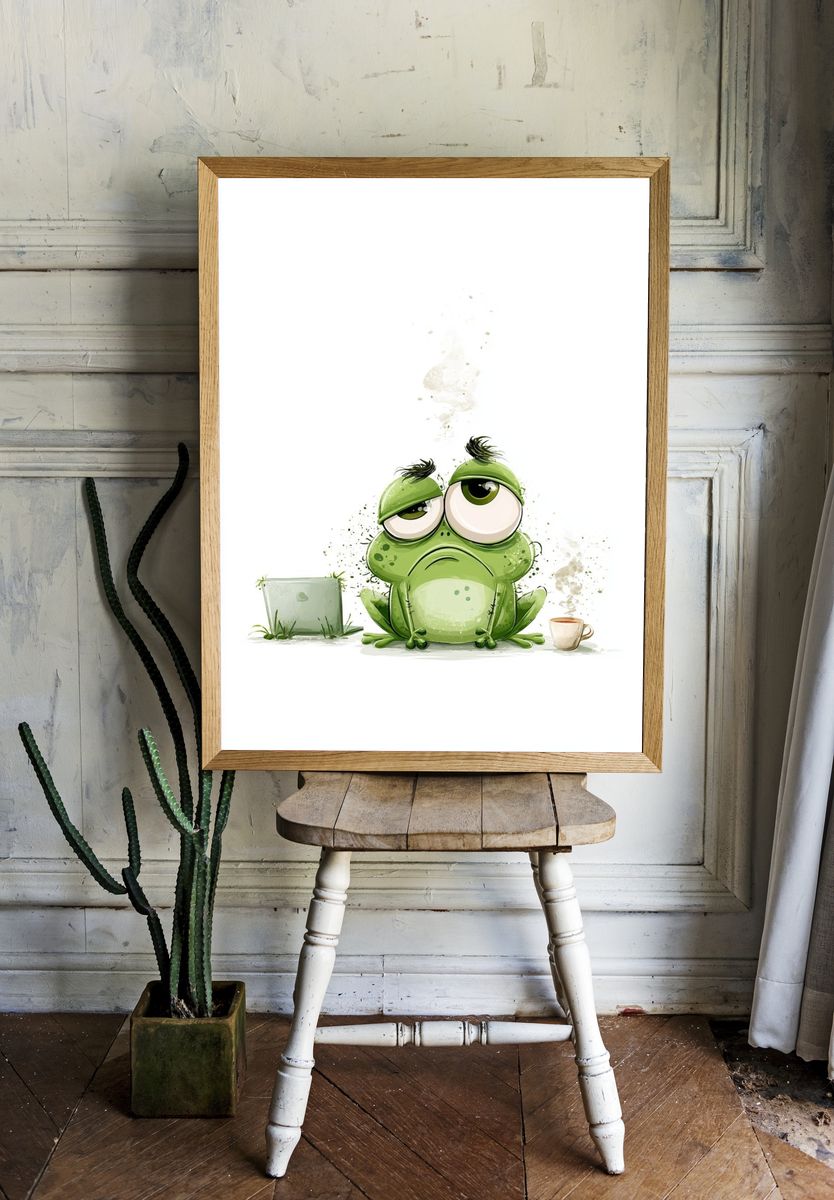 Sad Frog Cartoon Poster. — room view 1