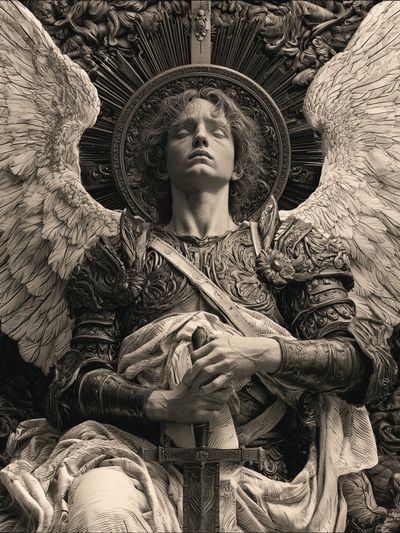 Winged Angel Sculpture Print. poster