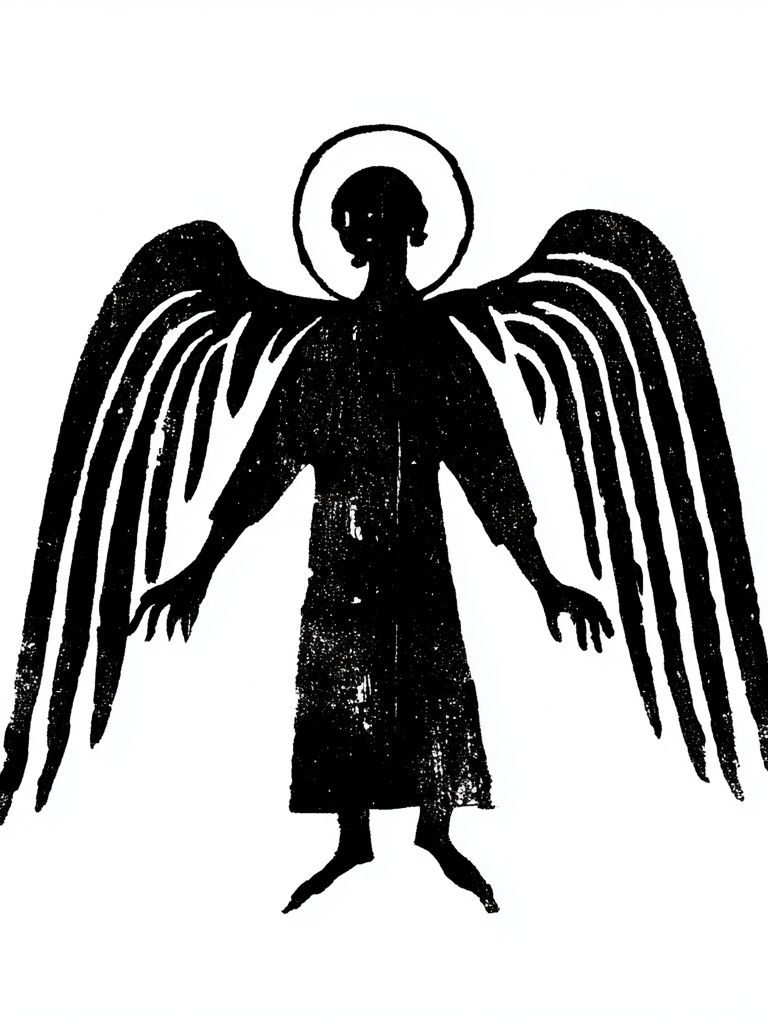 Winged Angel Silhouette Print. poster — illustration art