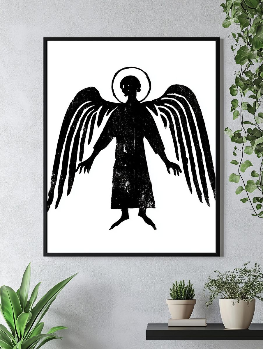 Winged Angel Silhouette Print. — room view 4