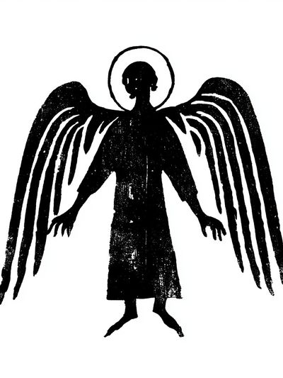 Winged Angel Silhouette Print.