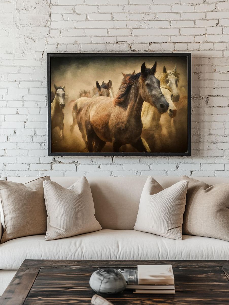 Free herd horses digital art. room preview
