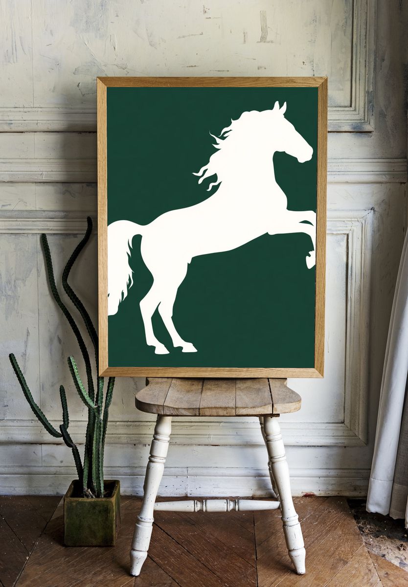 Rearing Horse Silhouette Print. — room view 1