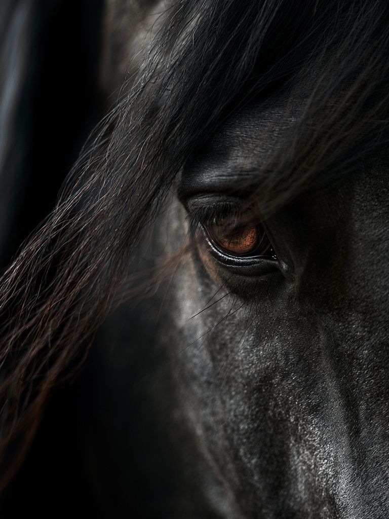 Black Horse Portrait Print. poster — animals art