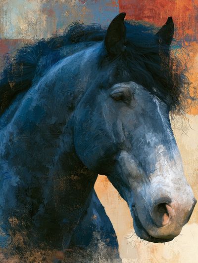 Blue Horse Portrait Poster. poster