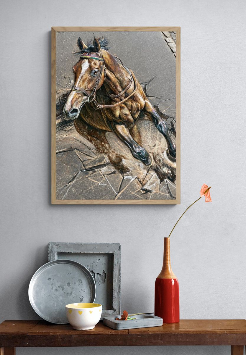 Galloping Horse Street Art Poster. — room view 3