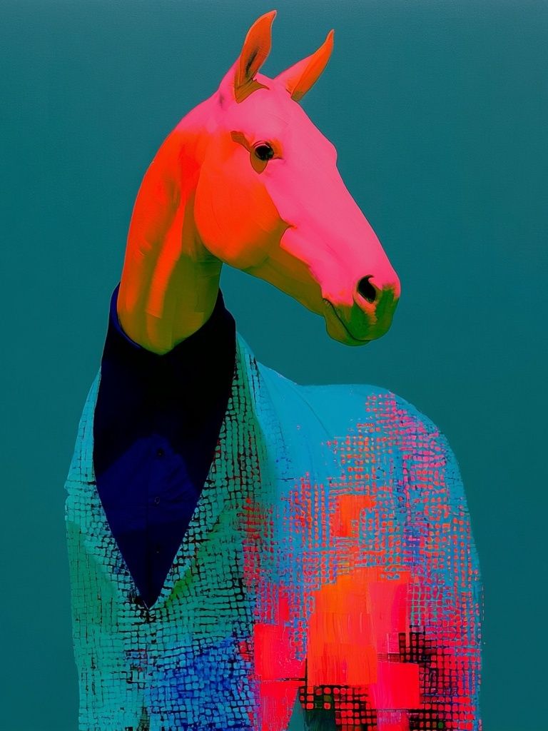 Neon Horse Portrait Print. poster detail