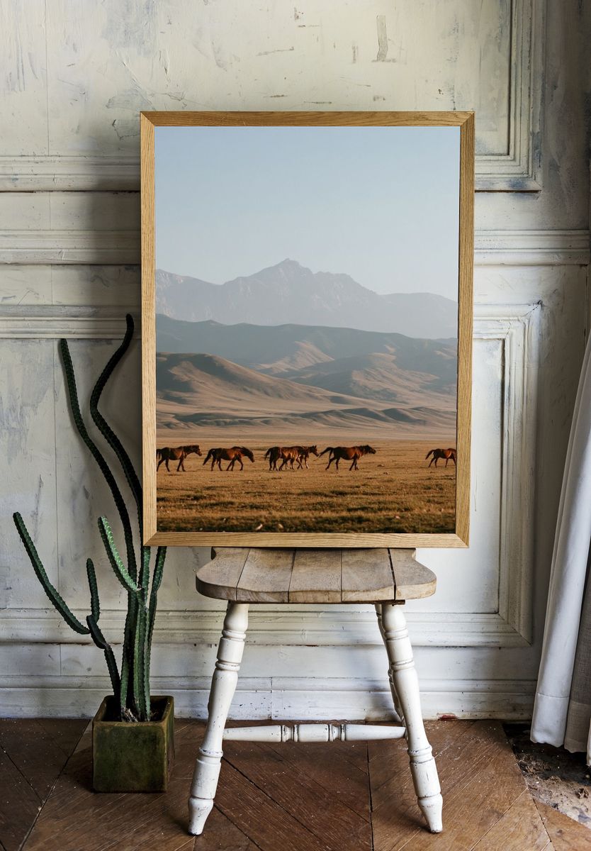 Wild Horses in Mountain Valley Poster. room preview