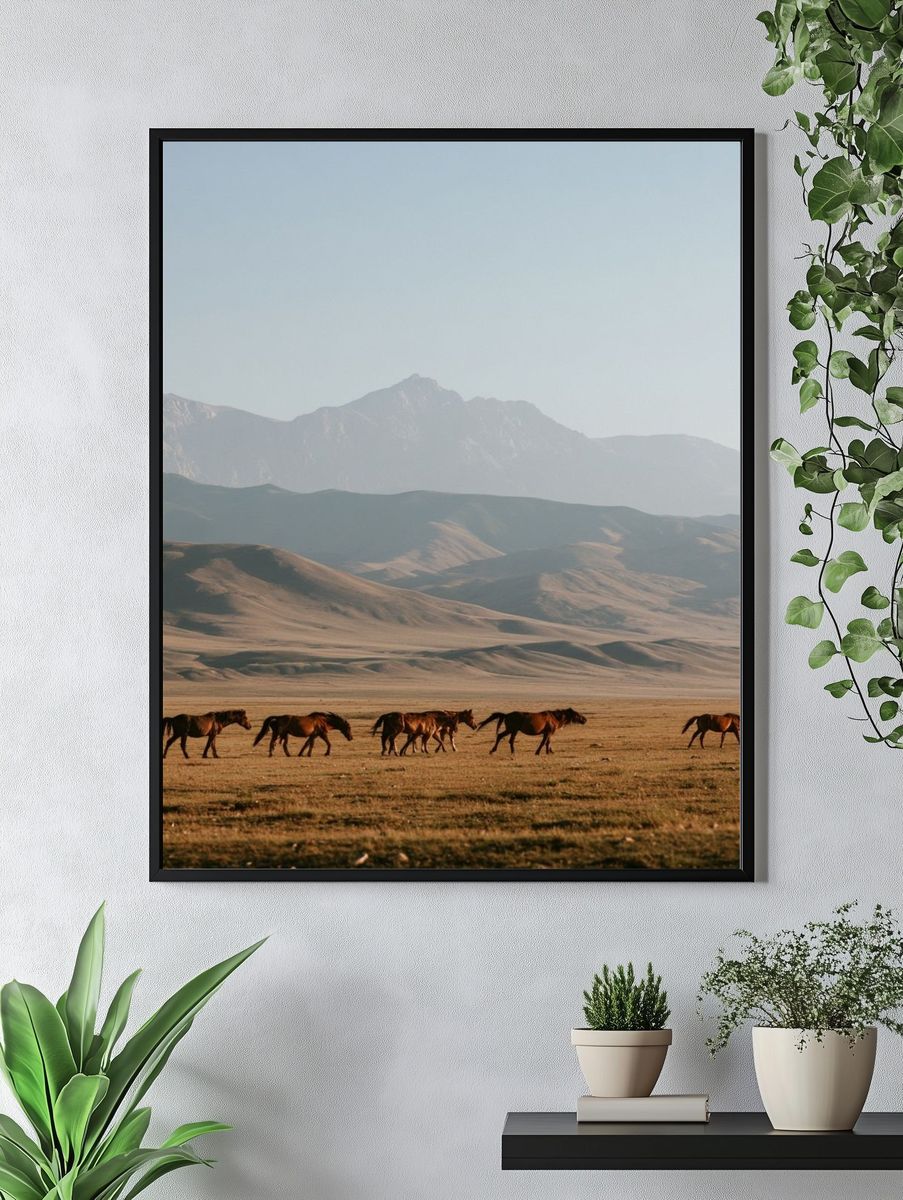 Wild Horses in Mountain Valley Poster. — room view 4