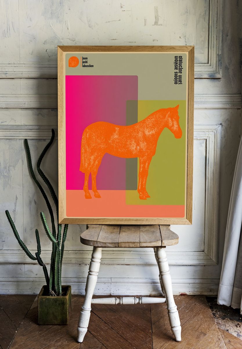 Orange Horse Pop Art Poster. — room view 1