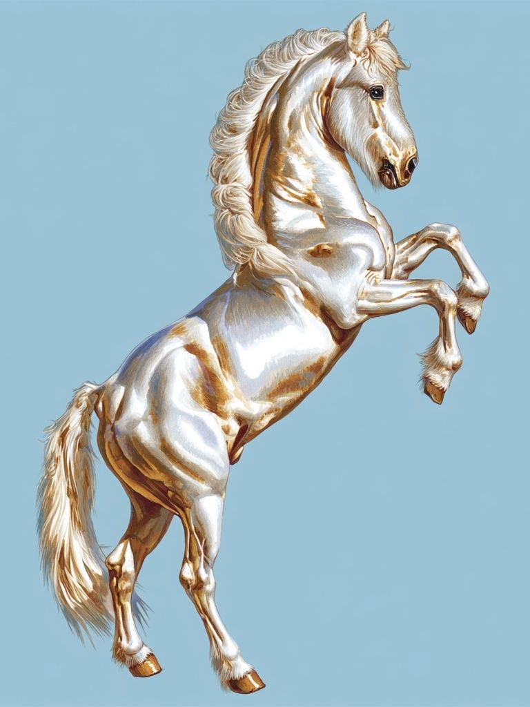 Rearing White Horse Illustration Poster. poster detail