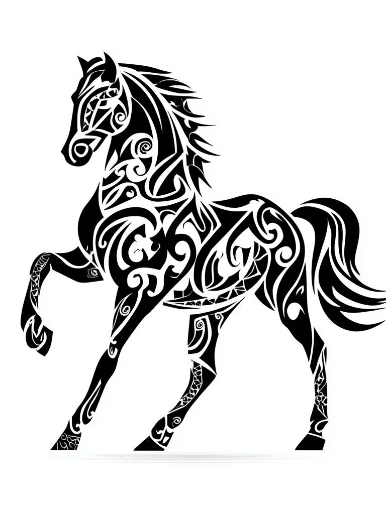 Tribal Horse Silhouette Print. poster — animals art