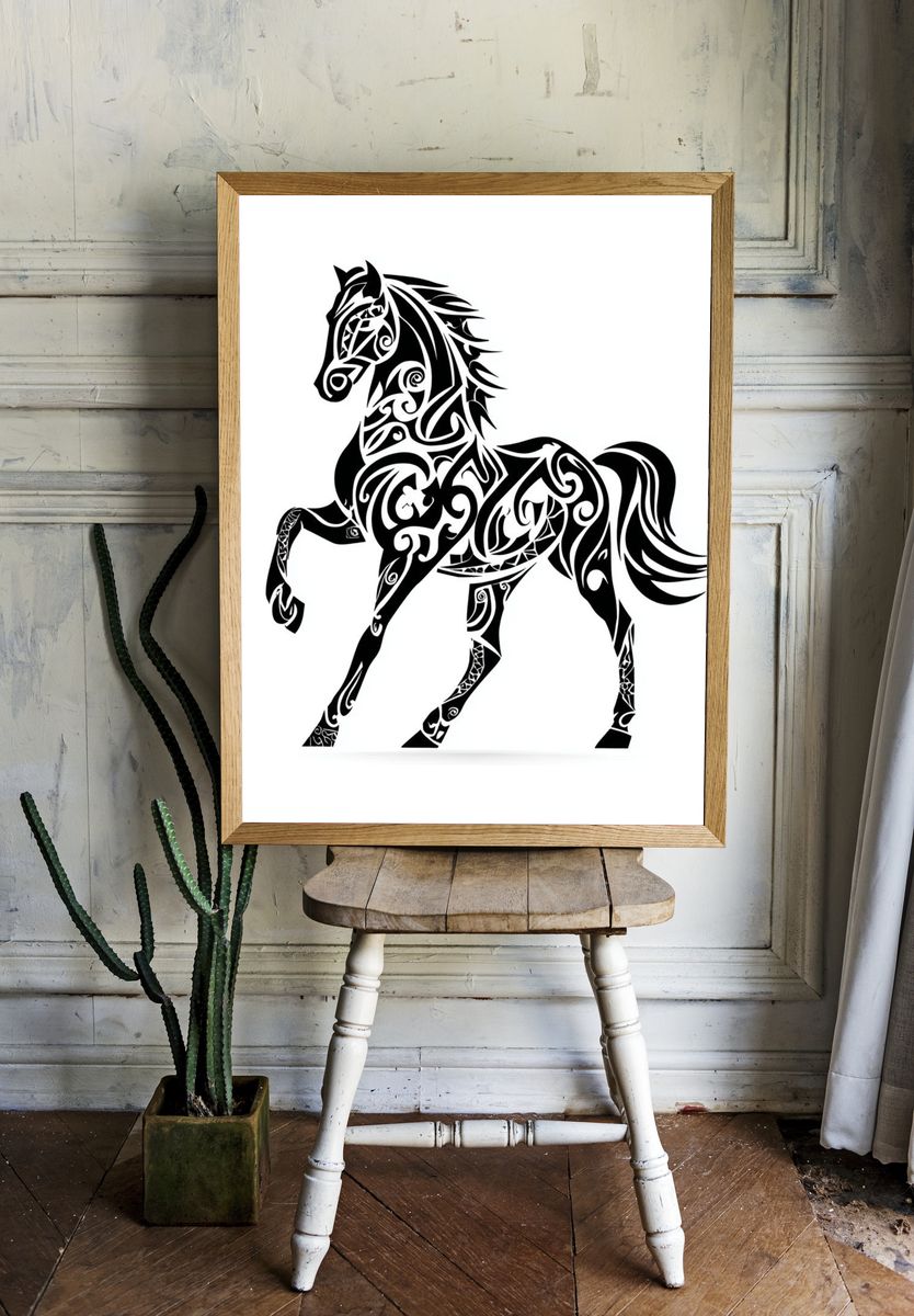 Tribal Horse Silhouette Print room preview