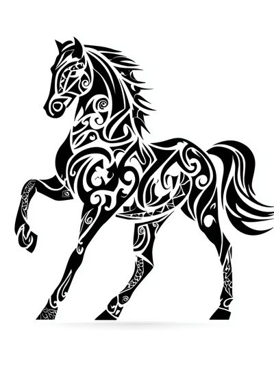 Tribal Horse Silhouette Print