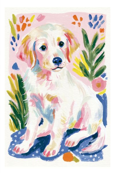 Colorful Puppy Watercolor Poster. poster