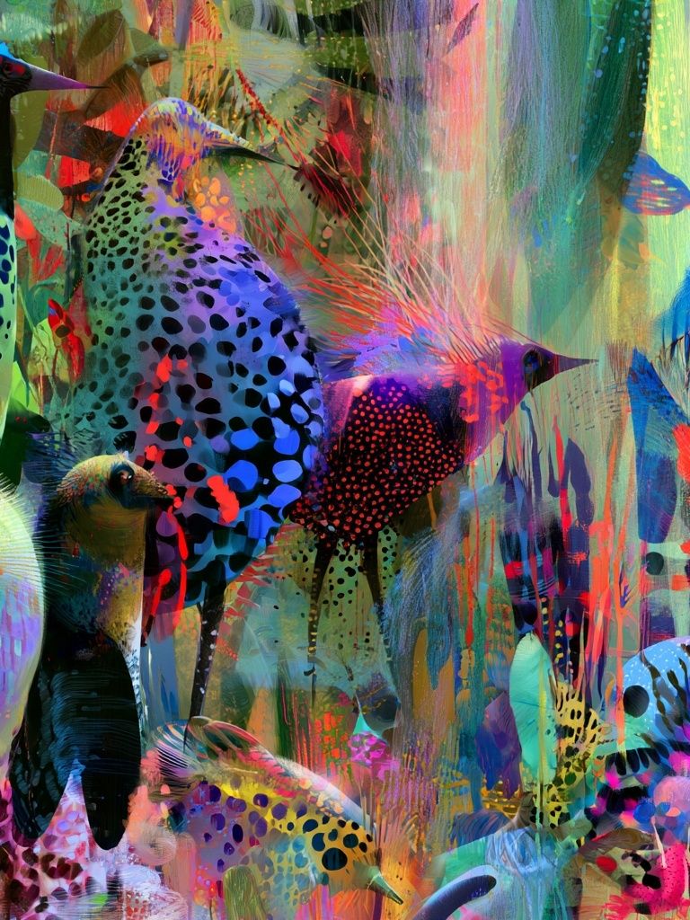 Colorful Birds Illustration Poster. poster — animals art