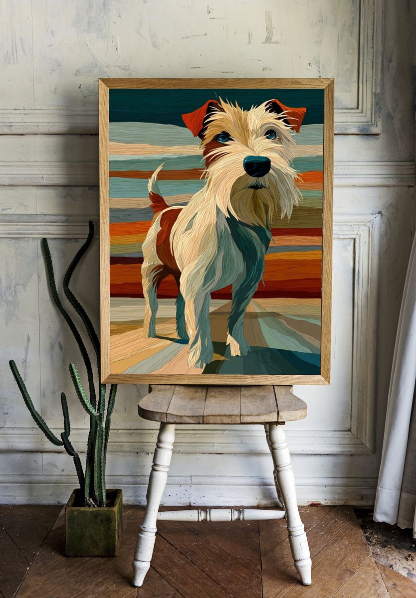 Wire Fox Terrier Illustration Poster. — room view 1