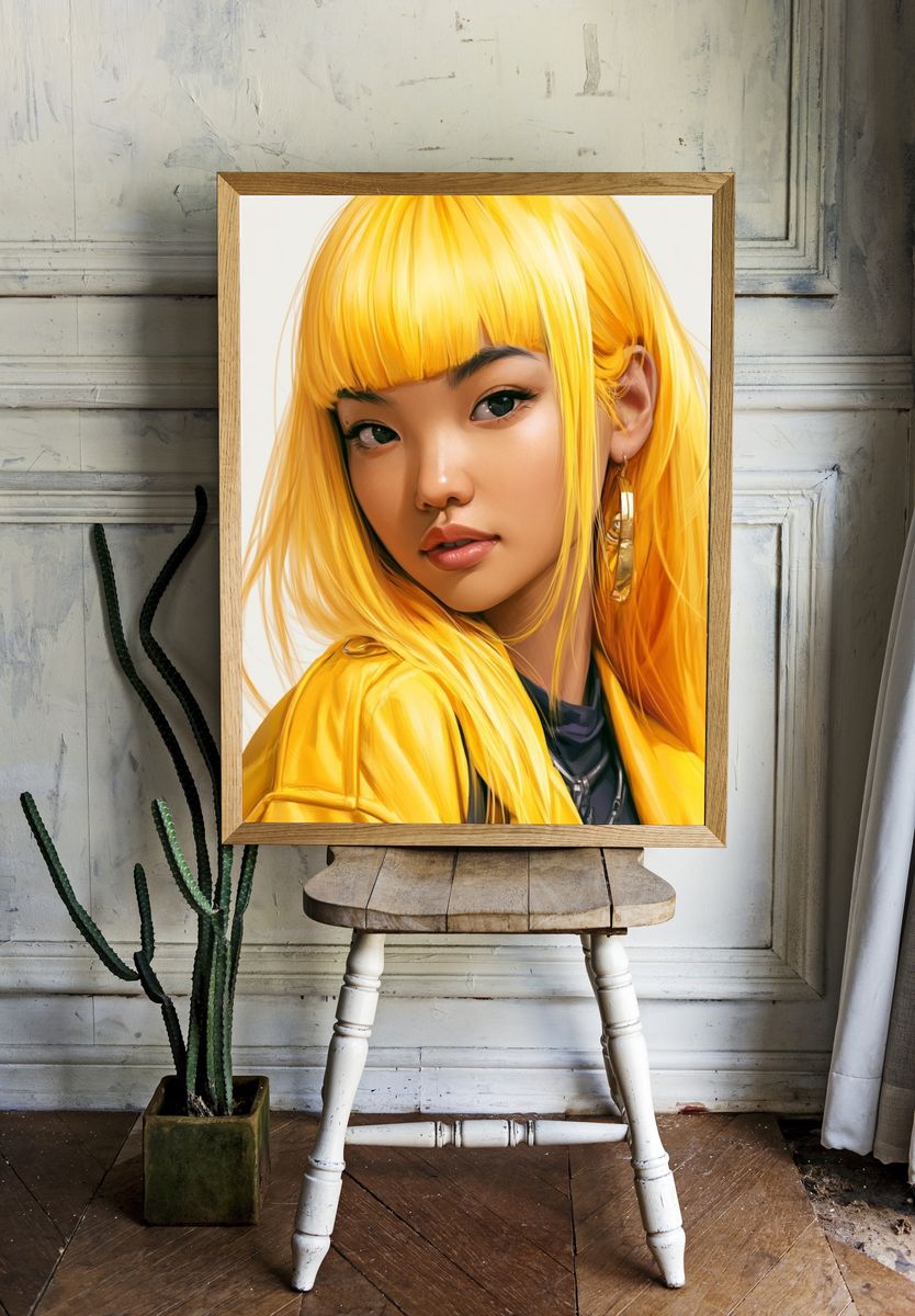 Golden Anime Portrait Poster. — room view 1