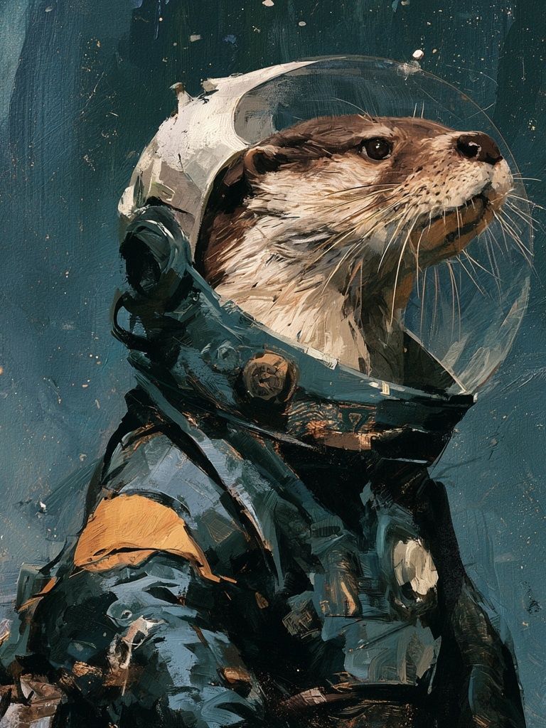Astronaut Otter Illustration Poster. poster detail