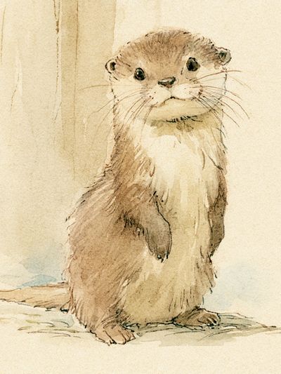 Otter Watercolor Poster. poster