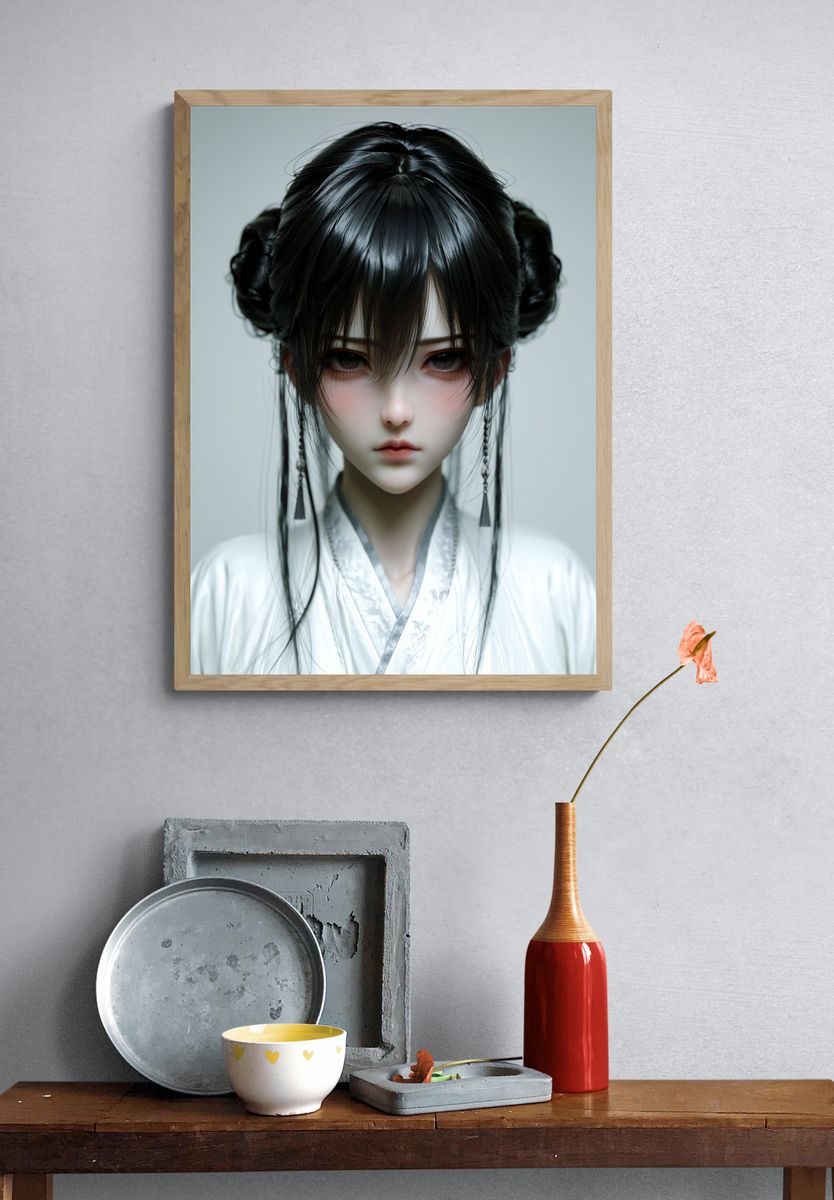 Gothic Anime Portrait Print. — room view 3