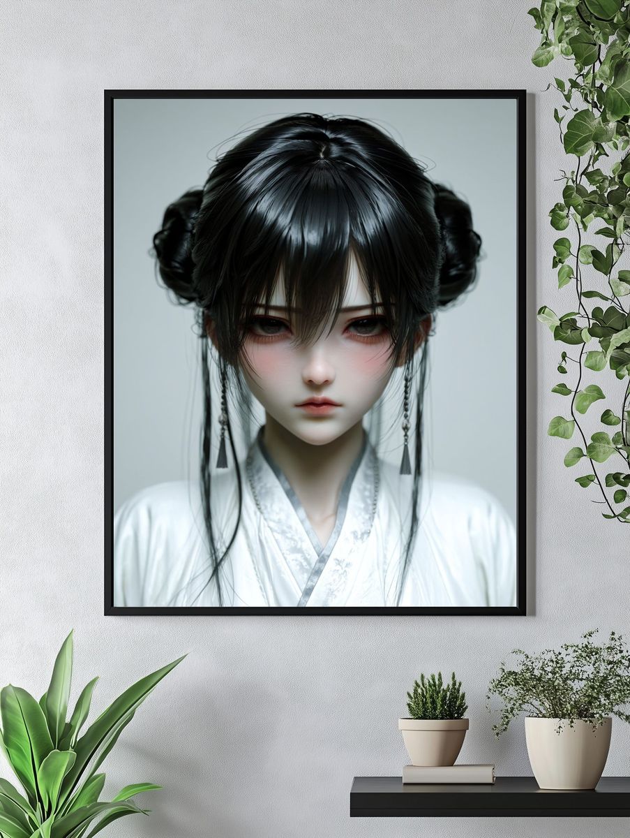 Gothic Anime Portrait Print. — room view 4