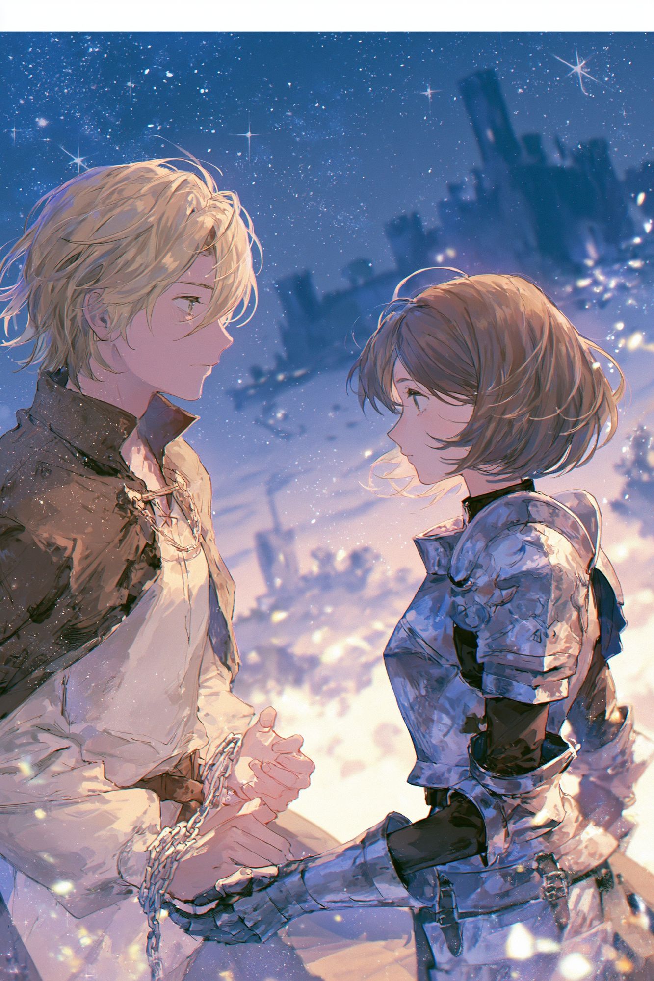 Starry Anime Lovers Illustration Poster. poster — anime art
