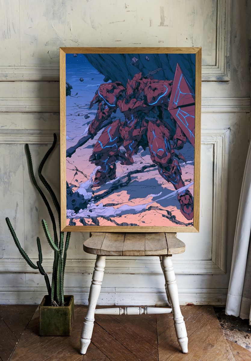 Mecha Warrior Sci-Fi Poster. — room view 1
