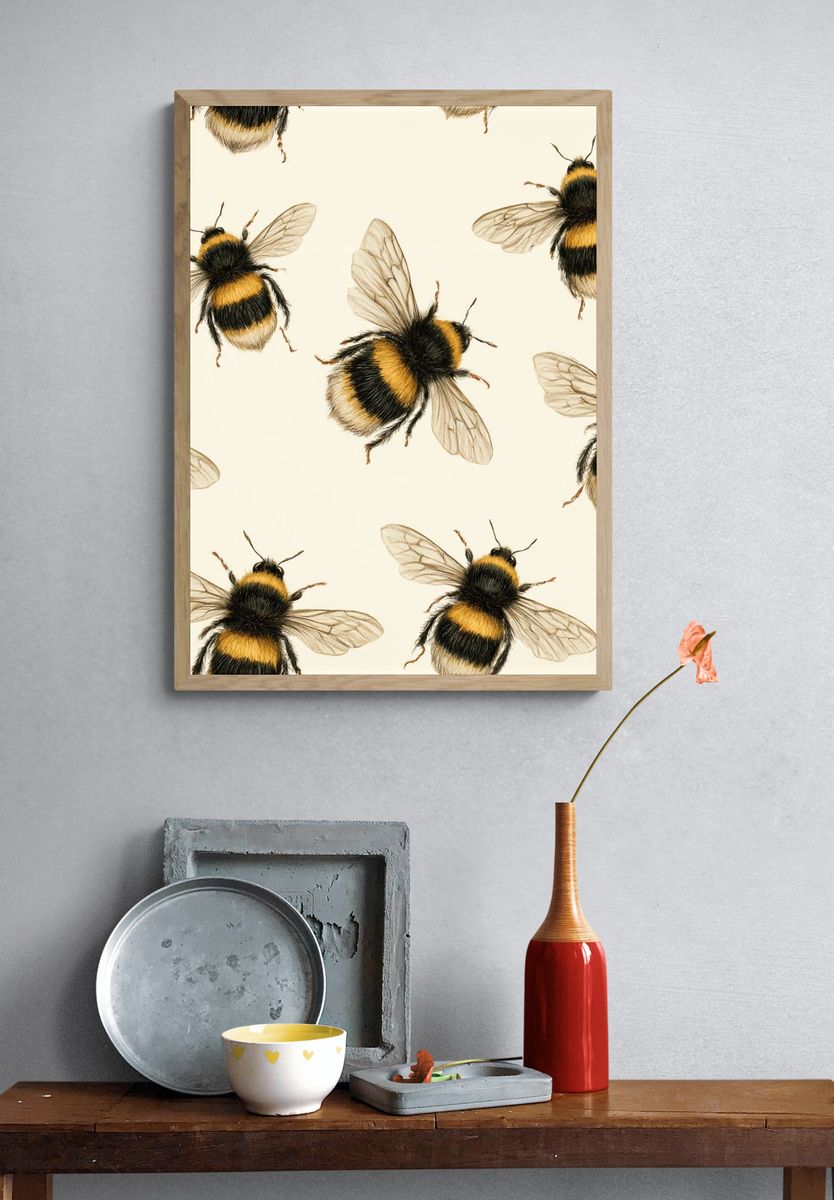 Bumblebee Pattern Illustration Poster. — room view 3