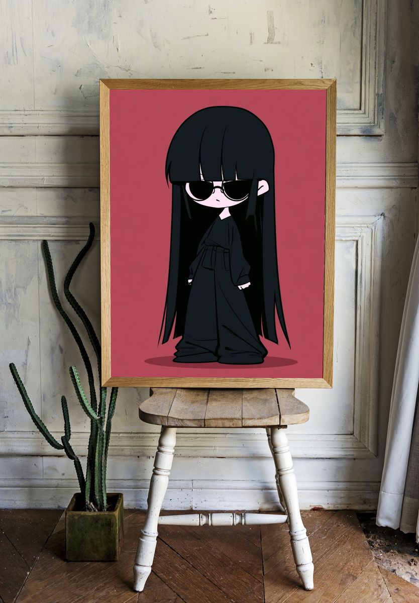 Gothic Chibi Girl Illustration Poster. — room view 1