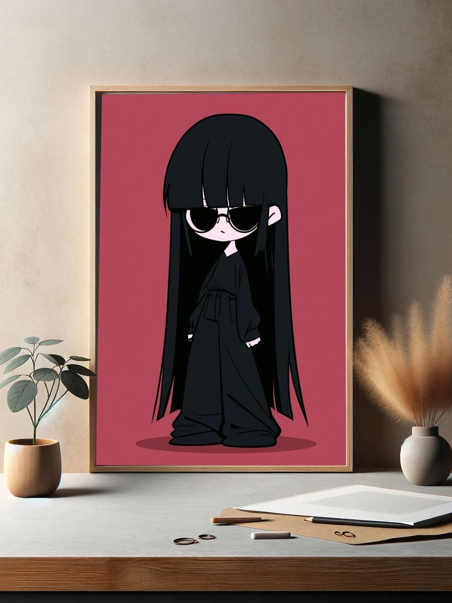 Gothic Chibi Girl Illustration Poster. — room view 2