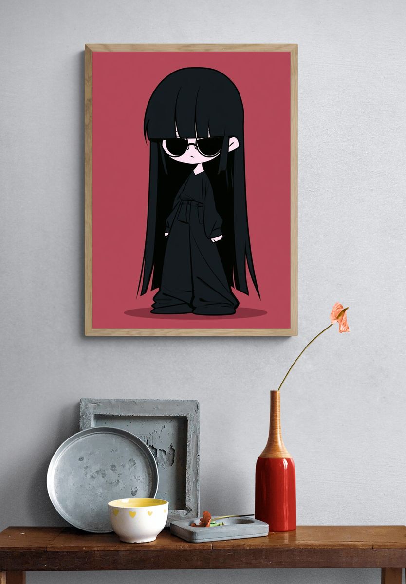 Gothic Chibi Girl Illustration Poster. — room view 3