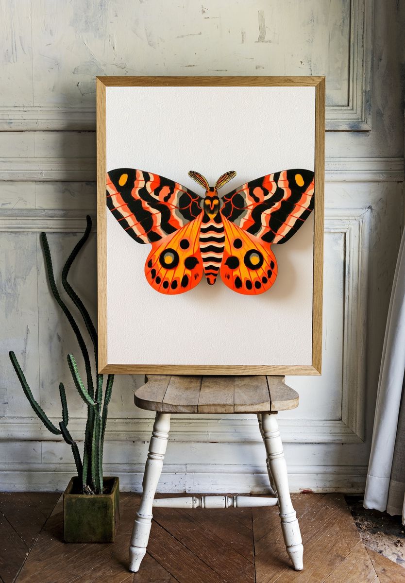 Tiger Moth Botanical Print. — room view 1