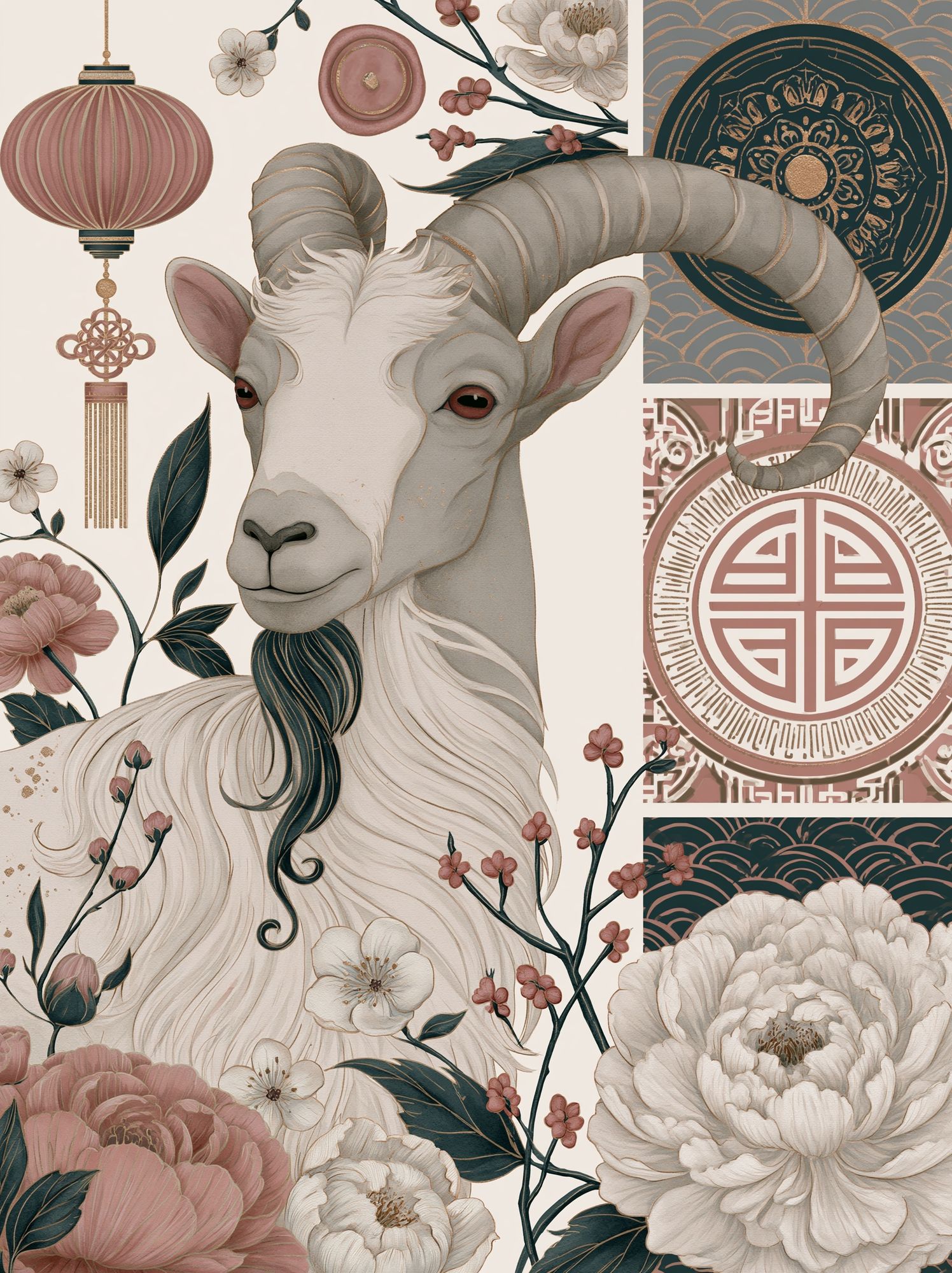 Floral Goat Illustration Poster. poster — animals art