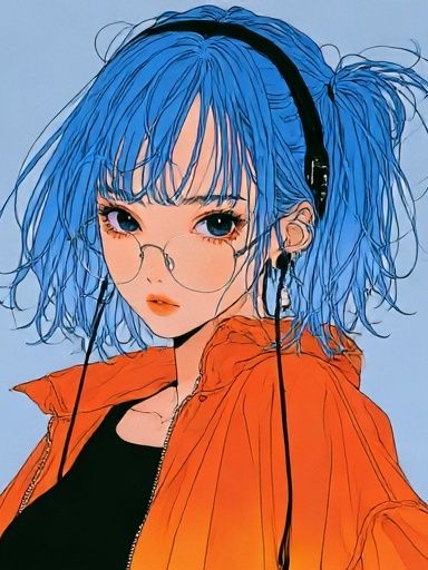 Blue-Haired Anime Girl Illustration Poster. poster — anime art