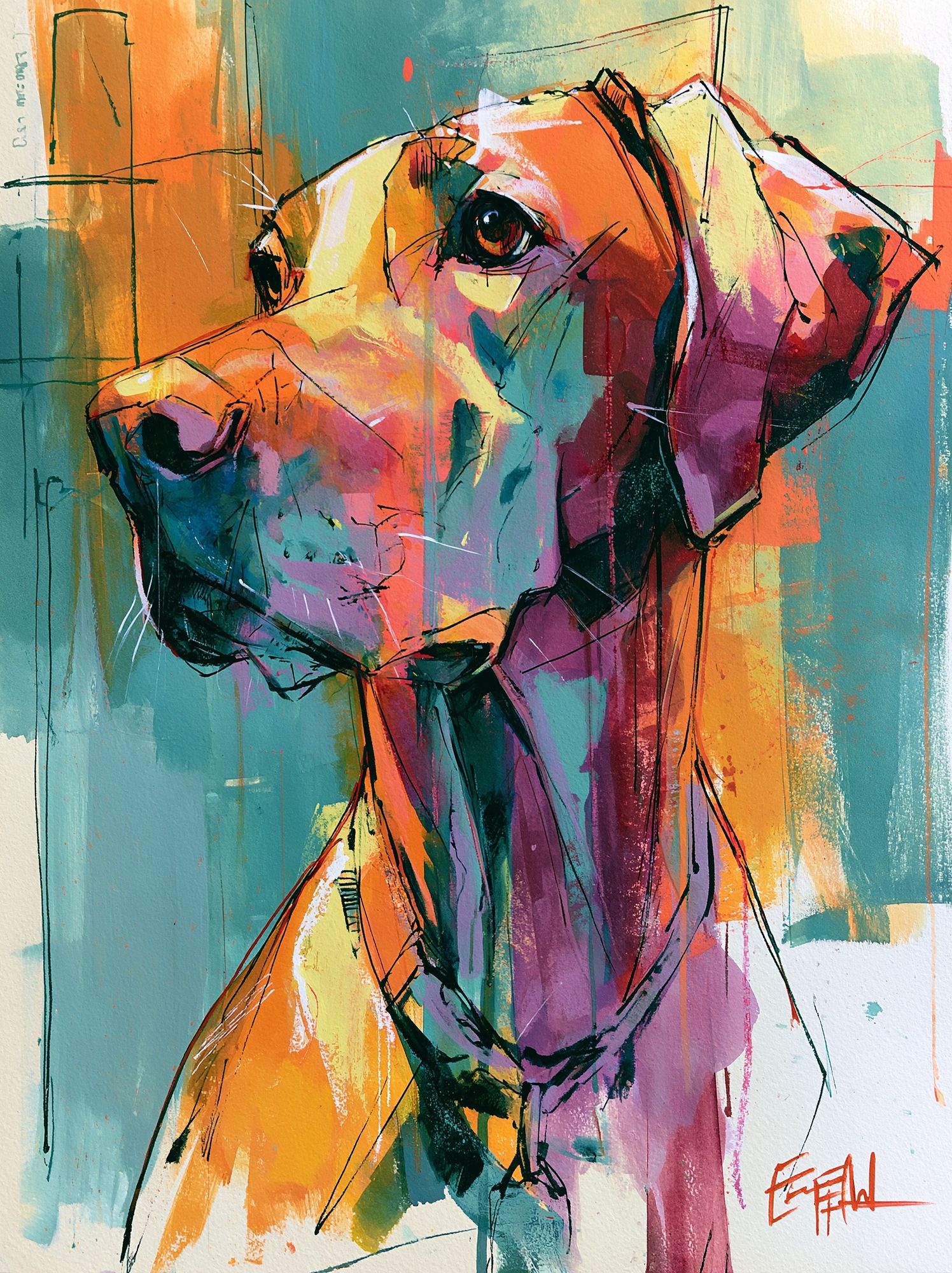 Colorful Dog Portrait Print. poster detail