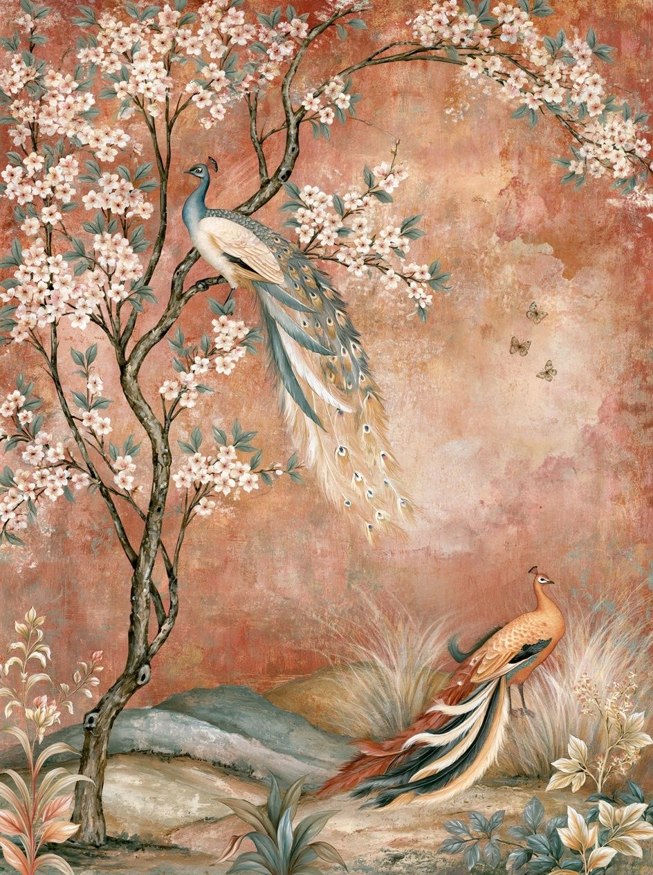 Peacock Blossom Garden Print. poster detail