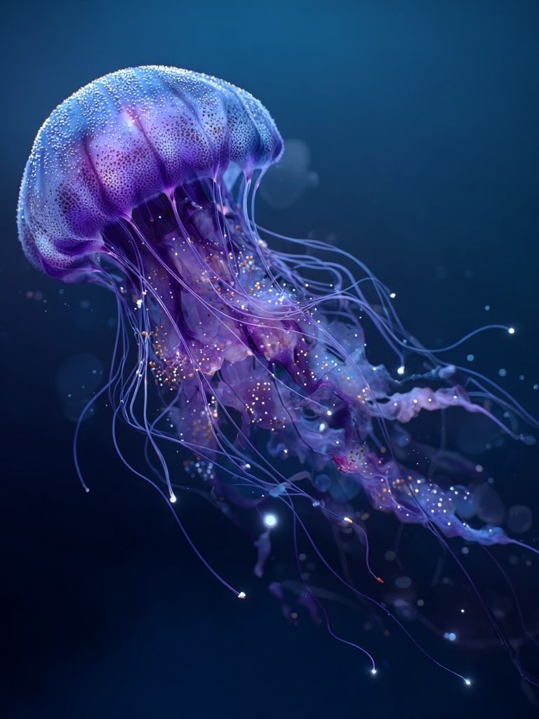 Glowing Jellyfish Digital Art Poster. poster detail